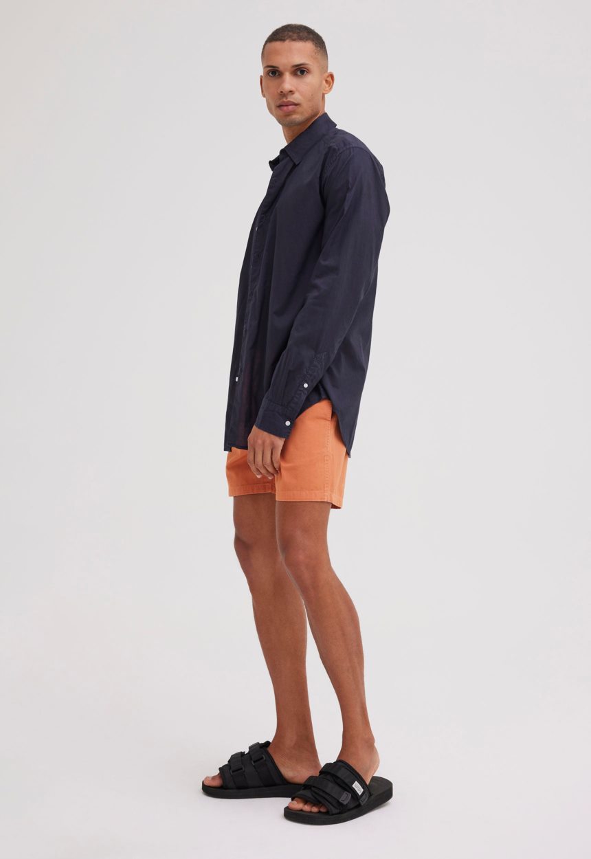 Jac + Jack Folded Collar Cotton Shirt - Navy